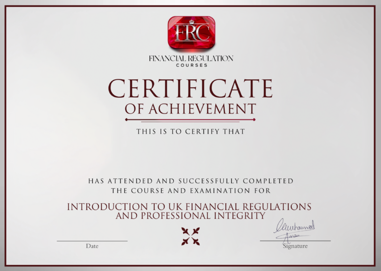 Introduction to UK Financial Regulations and Professional Integrity Certificate Image